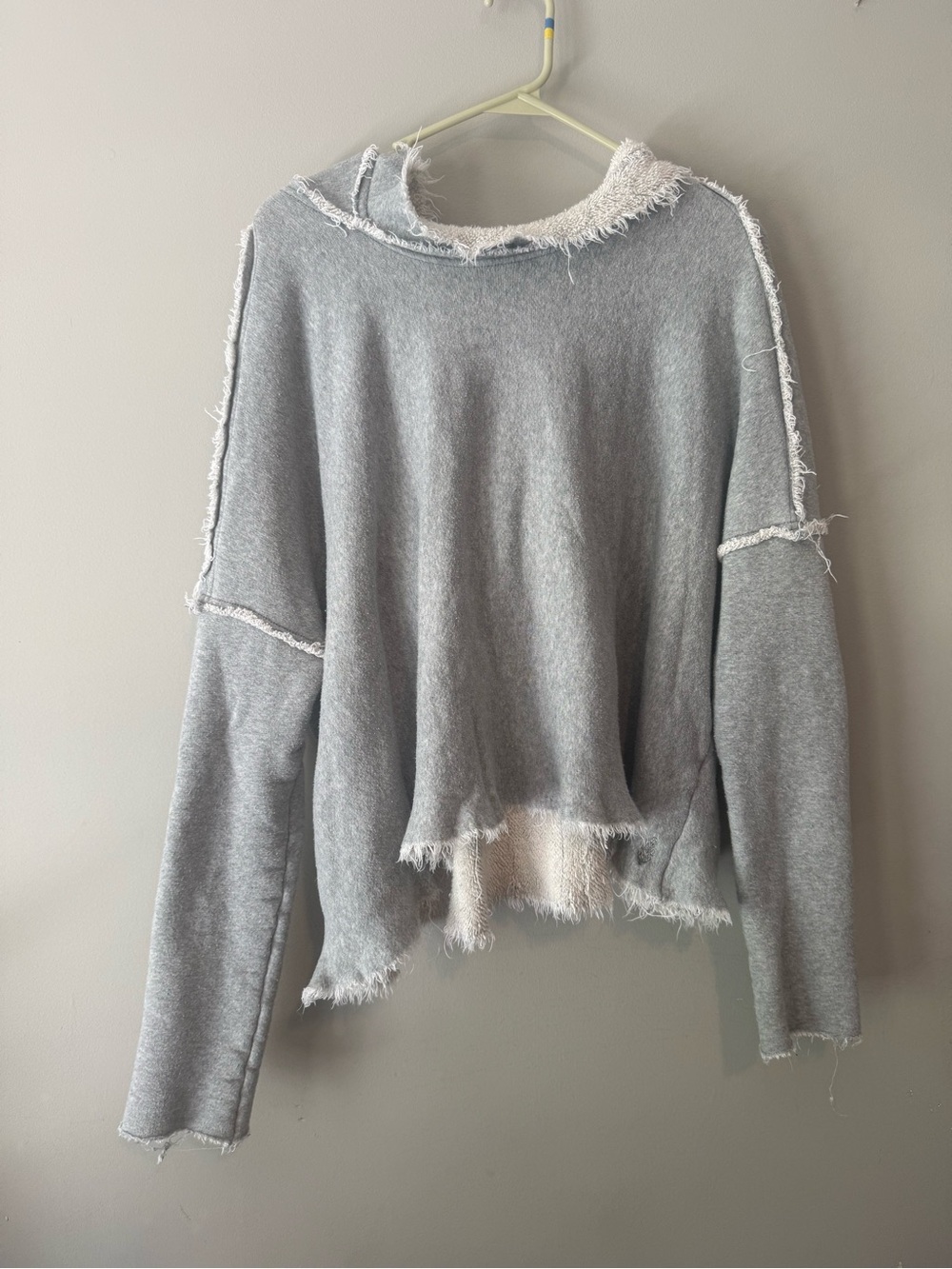 Free People Movement Gray Distressed Fringe Women's Sweater